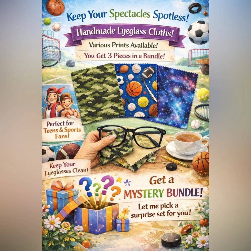 Handcrafted 3 piece Mystery Bundle Cleaning Cloths for Teens and Sports Fans